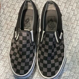 Vans Black and Gray Checkered Slip-On Sneakers